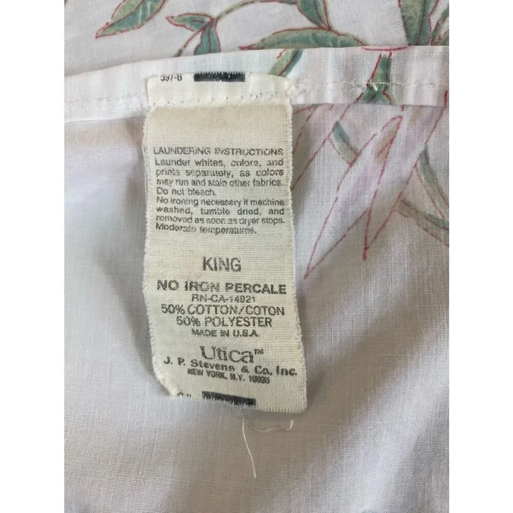 Vintage Flat Sheet with butterflies and flowers in coral and pink King